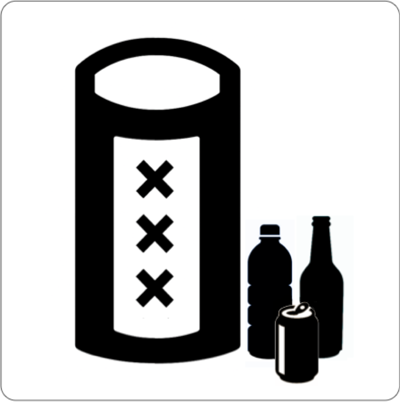 Place cans and bottles next to the bin